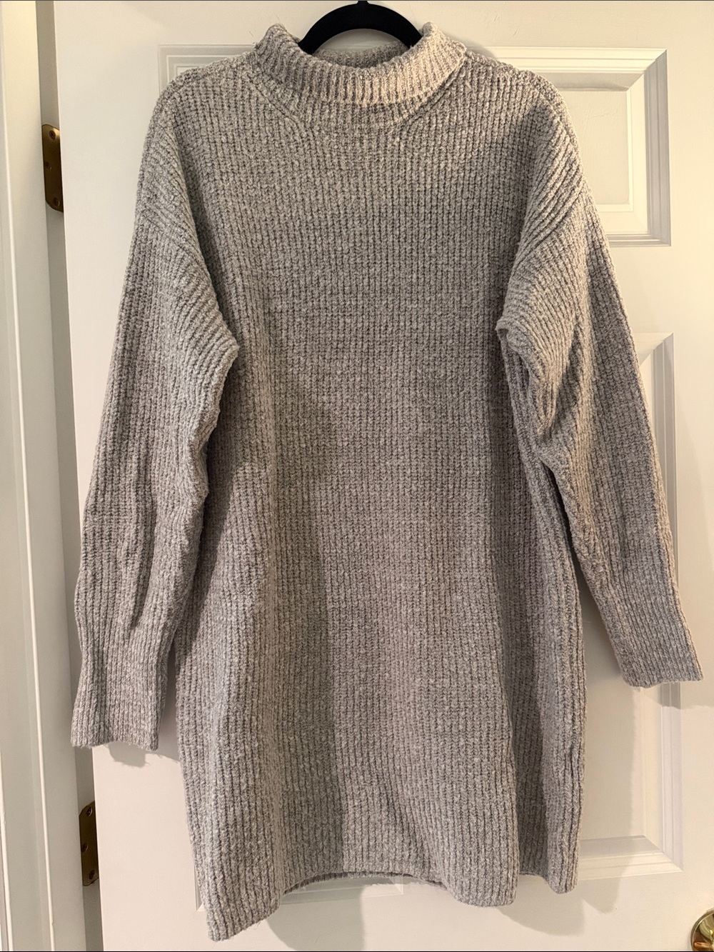 Garage Light Gray Ribbed Turtleneck Sweater Dress